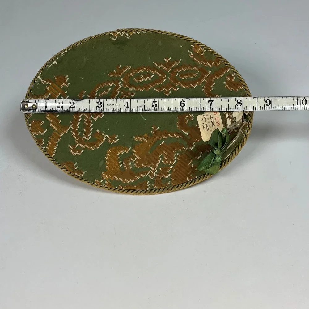 Heygill Wall Plaque Lime Green Porcelain Rose Velvet Italy Vintage 8 in x 6 in